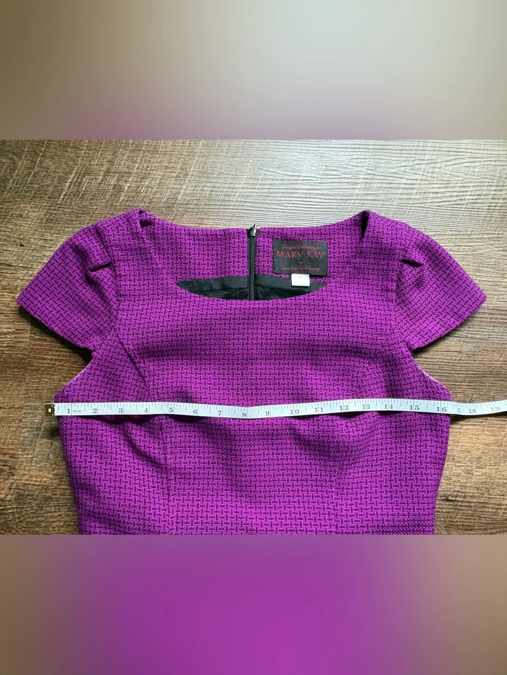 MARY KAY purple textured sheath dress consultant professional vintage-look sz 4P